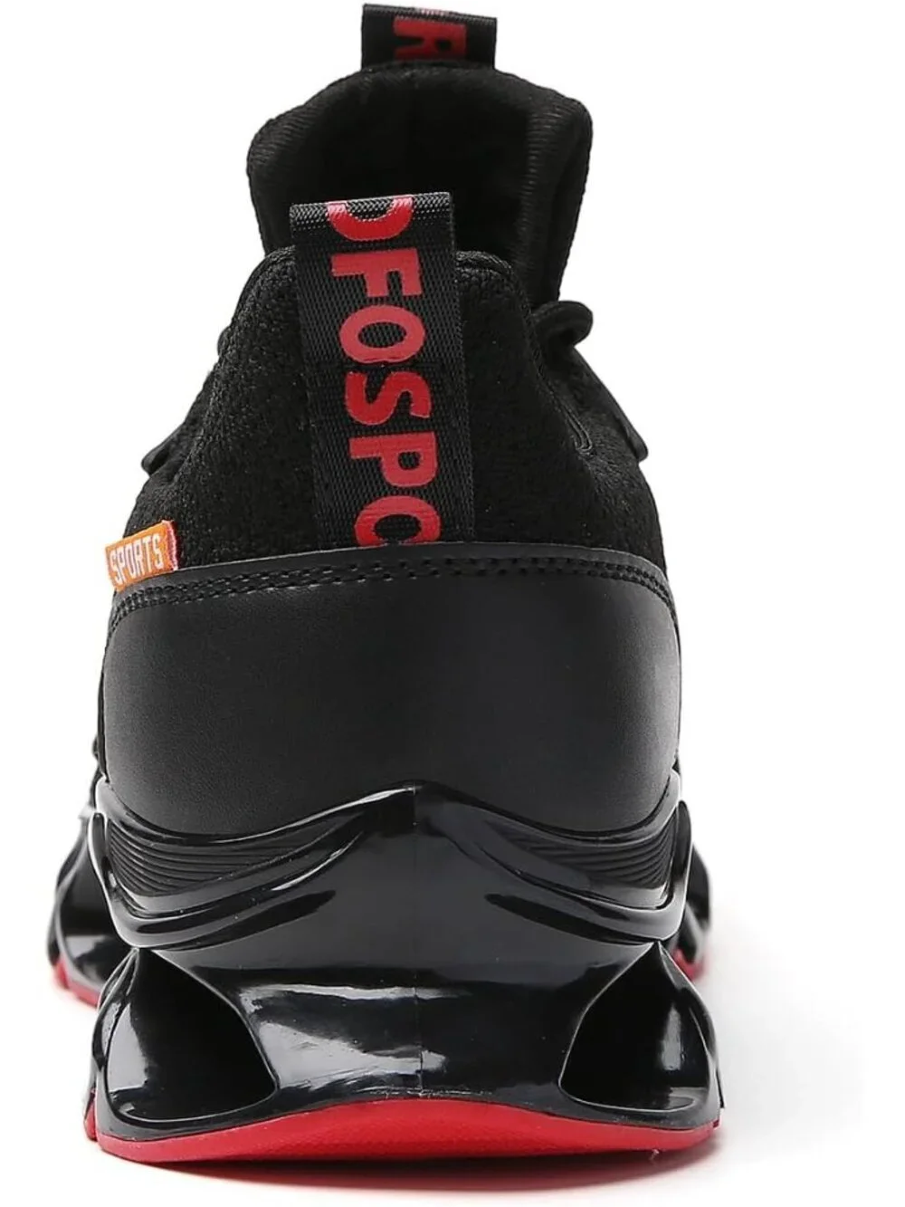 Men's Black Red Running Pull On Shoes Sport Athletic Tennis Walking Sneakers
